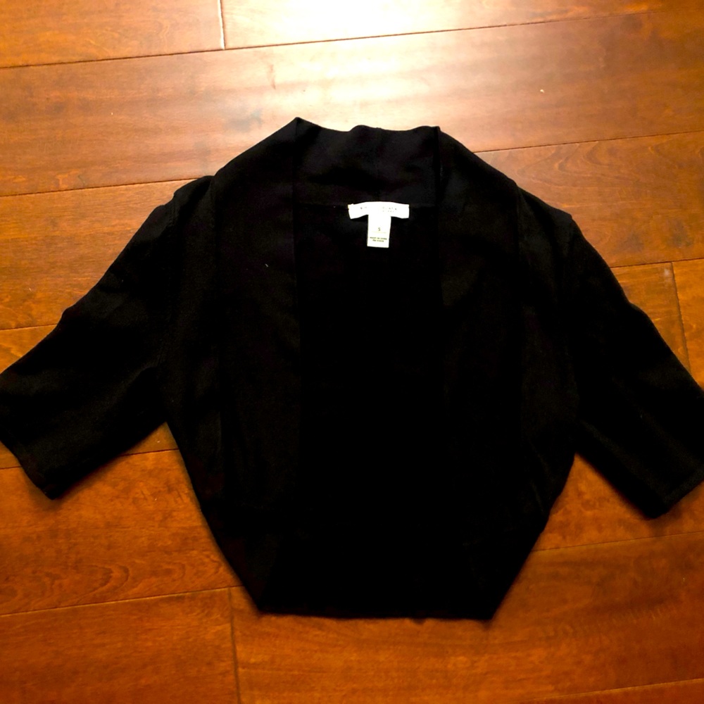 WHBM Black shrug perfect for wearing over formal dress